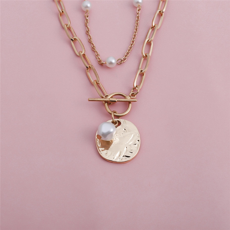 Women's Baroque Pearl Coin Pendant