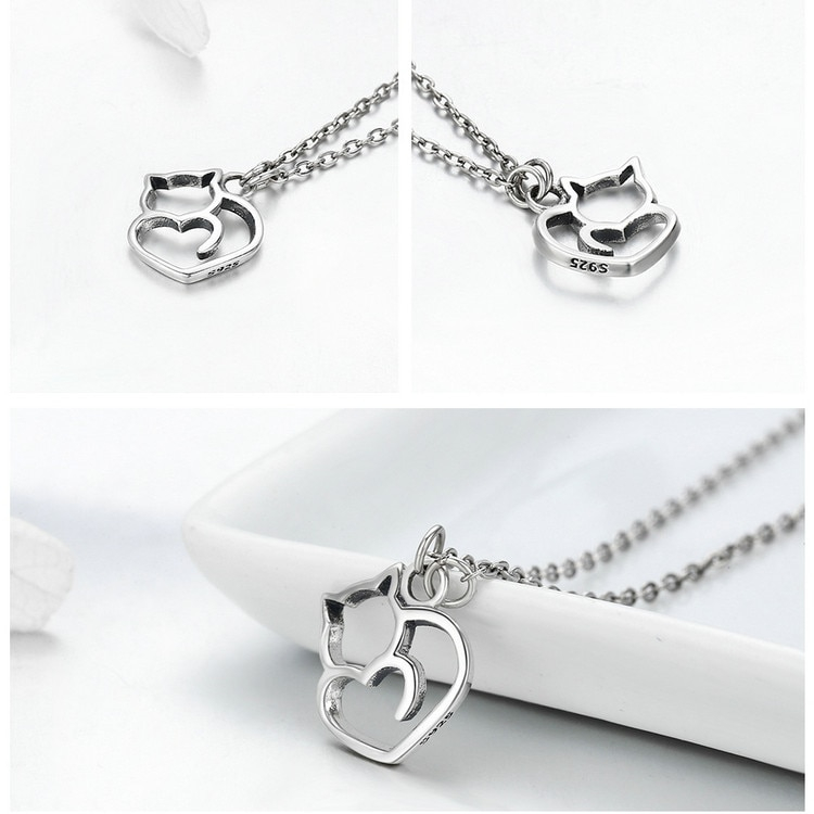 925 Sterling Silver Cat Pendant Necklace