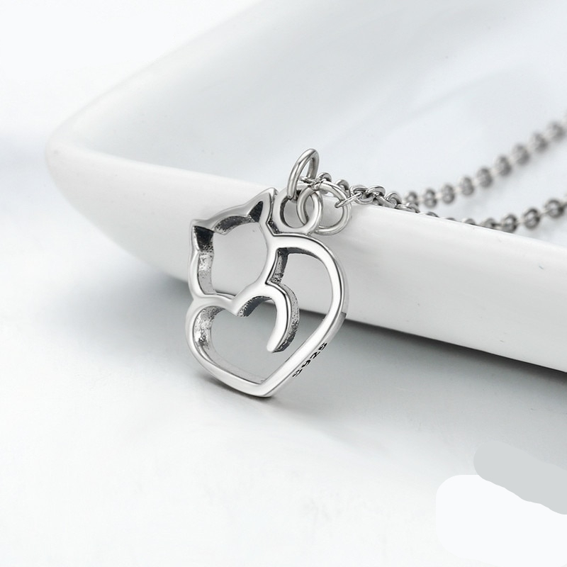 925 Sterling Silver Cat Pendant Necklace