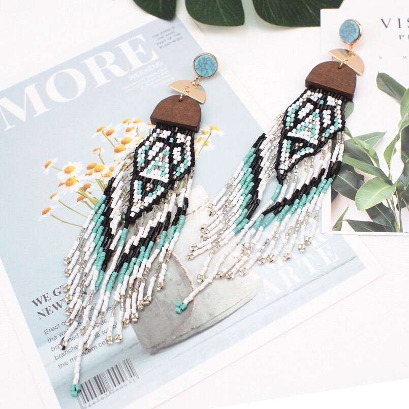 Bohemian Style Beaded Stud Earrings